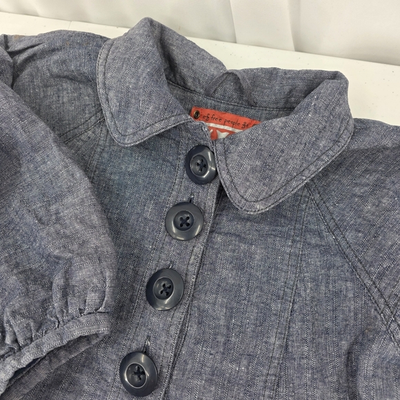 Free People Women's Balloon Puff Sleeve Linen Chambray Swing Jacket Size‎ Small. - Picture 2 of 10